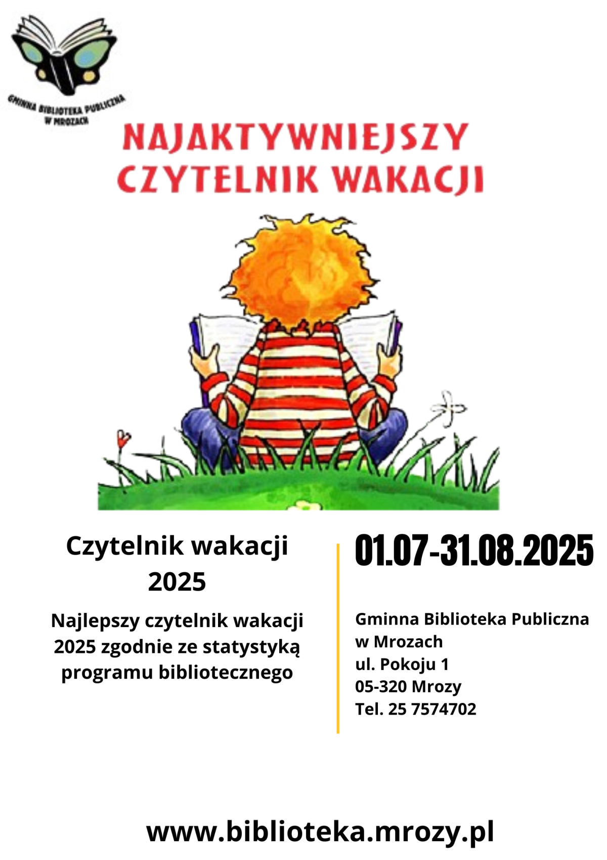 Plakat Najaktywniejszy czytelnik wakacji