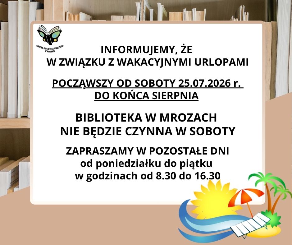 informacja o&nbsp;zmianie godzin otwarcia biblioteki
