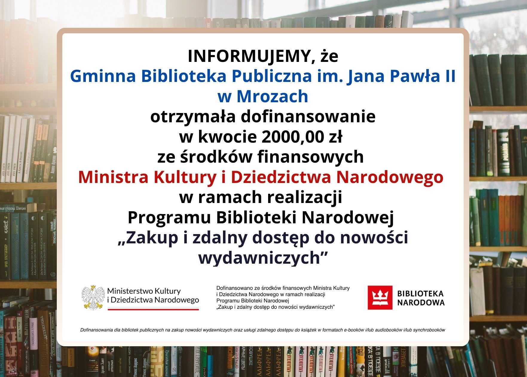 informacja o&nbsp;otrzymanym dofinansowaniu